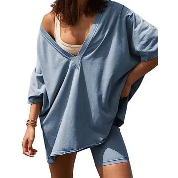 Oversized T-Shirt and Biker Shorts Set for Women