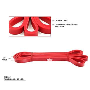 YOOBAND POWER Resistance Band Set,Pull Up Assistance Bands,Exercise Bands,Workout Stretch Bands,Mobility Bands, Powerlifting Bands for Power Training,Physical Therapy,Home Fitness(red,10-35 lbs)
