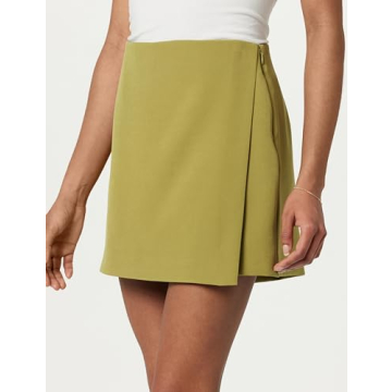 Stylish Drop Women's Kamila A-Line Mini Skort, Olive Oil