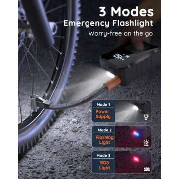 Fitense Bike Pump with Digital Pressure Gauge, Portable Electric Bicycle Pump Car Tire Inflator, Max 150 PSI, Auto Shut-Off Air Pump with Presta and Schrader Valves for Bicycles Motorcycles and Cars