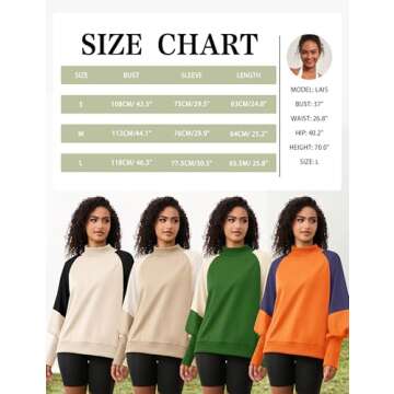 MISSACTIVER Women's Mock Neck Oversized Sweatshirts Casual Color Block Long Sleeve Contrast Shoulders Pullover Jumper Tops Khaki