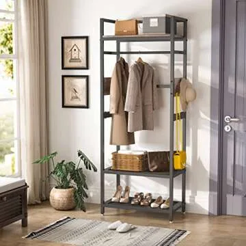 Tribesigns Small Heavy Duty Clothes Rack with Shelf and Hanging Rod, Freestanding Closet Organizer, ...