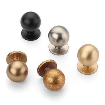 Amerdeco 10 Pack Antique Brass Cabinet Knobs Single Hole Cabinet Pulls 1 Inch Diameter Round Drawer Knobs and Pulls for Bathroom Cabinets ZH0053