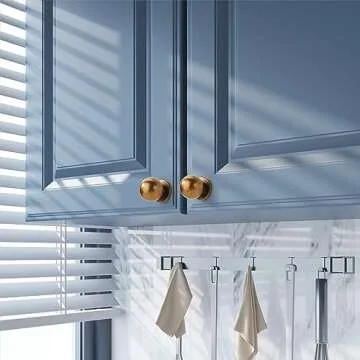 Amerdeco 10 Pack Antique Brass Cabinet Knobs Single Hole Cabinet Pulls 1 Inch Diameter Round Drawer Knobs and Pulls for Bathroom Cabinets ZH0053