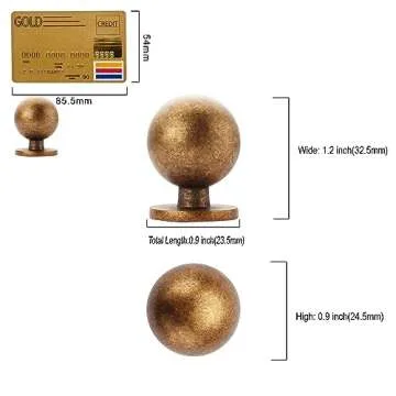 Amerdeco 10 Pack Antique Brass Cabinet Knobs Single Hole Cabinet Pulls 1 Inch Diameter Round Drawer Knobs and Pulls for Bathroom Cabinets ZH0053