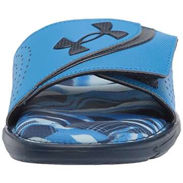 Under Armour Womens Ignite Vi Graphic Fb Slide Sandal, Academy Blue (400)/Blue Circuit, 4 Big Kid US