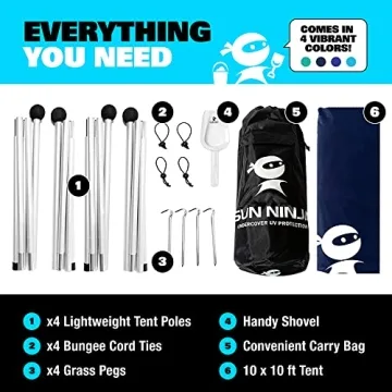 SUN NINJA Beach Tent UPF50+, Portable Shade for All Ages
