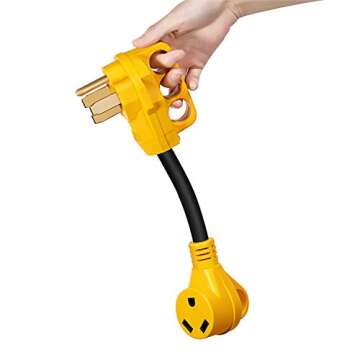 Manshan,50 Amp to 30 Amp RV Adapter, Heavy Duty, Durable and Safer Plug with an Easier Grip and LED ...