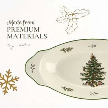 Spode Christmas Tree 12.25" Round Handled Serving Platter - Porcelain Serving Plate for Holiday Snacks, Appetizers, Buffet Displays - Dishwasher Safe - Christmas Décor & Holiday Gift