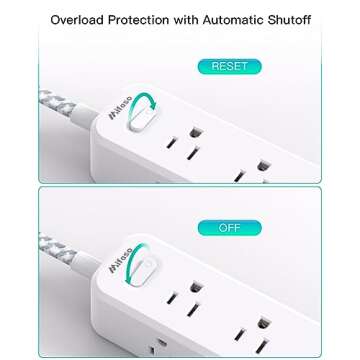 9 AC Outlets Power Strip with USB Ports for Charging
