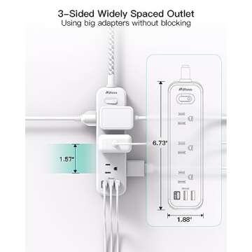 9 AC Outlets Power Strip with USB Ports for Charging