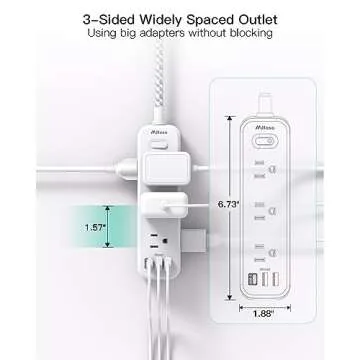 9 AC Outlets Power Strip with USB Ports for Charging