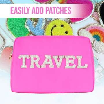 3 Piece Makeup Bag Set Mini, Small & Large Cosmetic Bags for Women & Girls Cute Makeup Bag Set, Travel Toiletry Bag Women, Make-up Bag Set Cosmetic Bag Set Travel Makeup Bag Pouch Set (Hot Pink)