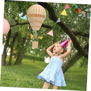 RORPOIR Rattan Hot Air Balloon Rattan Ball Ornaments Woven Rattan Hanging Decoration Hanging Hot Air Balloon Nursery Air for Balloons Hot Air Balloon Model Unique Wall Art Household Ribbon