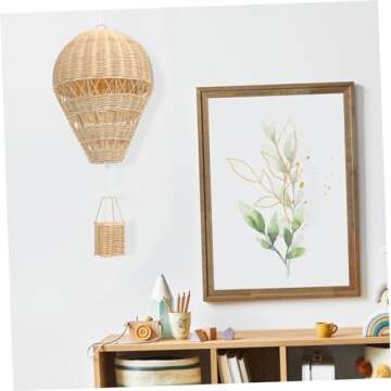 RORPOIR Rattan Hot Air Balloon Rattan Ball Ornaments Woven Rattan Hanging Decoration Hanging Hot Air Balloon Nursery Air for Balloons Hot Air Balloon Model Unique Wall Art Household Ribbon
