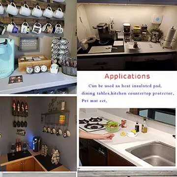 23.6'' by 15.7''Flexible Silicone Placemat Non Slip Waterproof Heat Resistant Dinner Table Black 1PCS