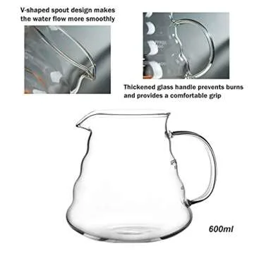 Pour Over Coffee Maker Set – Includes Glass Coffee Dripper, Metal Dripper Stand, Heat Resistance 600ml Coffee Server and 40 Count Paper Coffee Filters, 4 in 1 Set for Home or Office (Bronze Set)