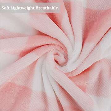 PiccoCasa Pet Dog Blanket, Flannel Fleece Puppy Blanket Plaid Plush Warm Rug Blankets for Small-Medium Dogs Cats Sleeping Mat, 30 x 40 Inches, Pink and White