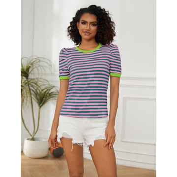 Puff Sleeve Striped Top for Stylish Women 2024