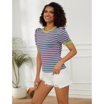 Puff Sleeve Striped Top for Stylish Women 2024