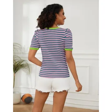 Puff Sleeve Striped Top for Stylish Women 2024