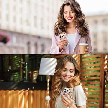 ICEDIO for iPhone 14 Pro Case with Screen Protector,Slim Fit Crystal Clear Cover with Fashion Design...