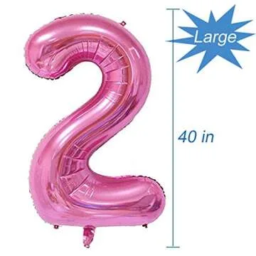 Tellpet Pink Number 2 Balloon - Vibrant Foil Mylar 40 Inch