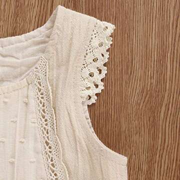 Mubineo Toddler Baby Girl Summer Ruffle Sleeveless Lace Tops Bloomers Shorts Clothes Outfits (P1 Beige, 12-18 Months)