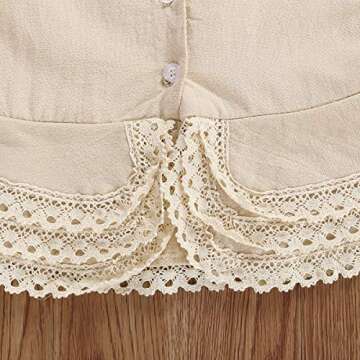 Mubineo Toddler Baby Girl Summer Ruffle Sleeveless Lace Tops Bloomers Shorts Clothes Outfits (P1 Beige, 12-18 Months)