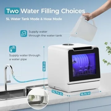 Compact EUHOMY Mini Dishwasher with Built-in Water Tank