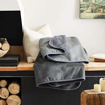 CHEE RAY Waterproof Dog Blanket 58 x 39 in, Soft Pet Pee Proof Throws for Couch Sofa Bed, Reversible Plush Protector Cover for Small/Medium/Large Dogs Puppies Cats, Grey