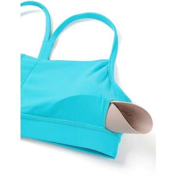 CRZ YOGA Butterluxe Y Back Sports Bras for Women Wireless Yoga Padded Top (Neon) Spectral Blue Medium