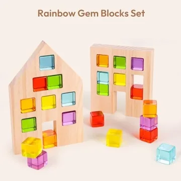 Woodtoe Building Blocks Set - 24 Gem Cubes for Kids