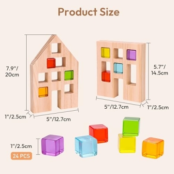 Woodtoe Building Blocks Set - 24 Gem Cubes for Kids