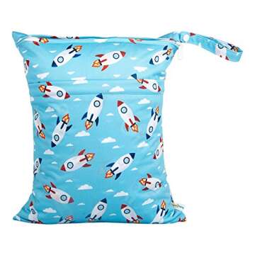 babygoal Wet Dry Bags for Baby Cloth Diapers, Washable Travel Bags, Beach, Pool, Gym Bag for Swimsuits & Wet Clothes with Two Zippered Pockets 3 Pack, 3LN12