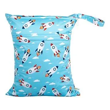 babygoal Wet Dry Bags for Baby Cloth Diapers, Washable Travel Bags, Beach, Pool, Gym Bag for Swimsuits & Wet Clothes with Two Zippered Pockets 3 Pack, 3LN12