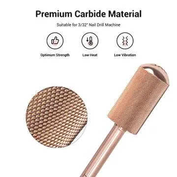 MelodySusie Safety Nail Drill Bits - Double Fine Rose Gold Carbide for Manicure & Pedicure