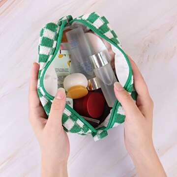 HQLESHUI 2Pcs Makeup Bag Cosmetic Bag with Zipper, 1Pcs Large Capacity Makeup Bags and 1Pcs Pencil Case Makeup Brushes Storage Bag Travel Toiletry Bag Organizer for Women (Rose red)