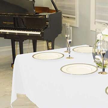 Kadut Rectangle Tablecloth (60 x 102 Inch) White Rectangular Cloth for 6 Foot Table | Heavy Duty Fabric | Stain Proof Cloth for Parties, Weddings, Kitchen, Wrinkle-Resistant Cover