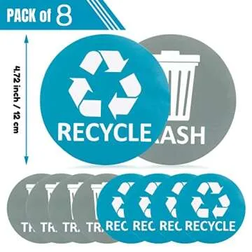 Sukh 6 Pack Recycle Sticker for Trash Can Large Sign Garbage Recycling Sticker Reuse Recycle Vinyl Perfect for Kitchen Necessity Home Essentials,Home, Office,Work,Commercial Event,Apartment,Hotel