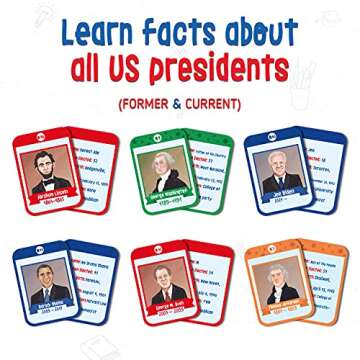 Merka 96 Pack US Presidents Flash Cards, US States and Capital Flash Cards for Kids Learning 50 Stat...