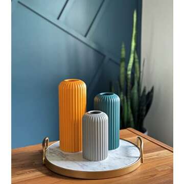 Rumi Décor Modern Ceramic Vases for Decor - Living Room Decor, Coffee Table Decor, Home Decor, Fire...