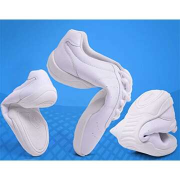 DADAWEN Adult & Youth White Cheerleading Shoe Athletic Sport Training Competition Tennis Sneakers Cheer Shoes White US Size 3 M Big Kid
