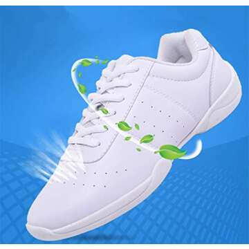 DADAWEN Adult & Youth White Cheerleading Shoe Athletic Sport Training Competition Tennis Sneakers Cheer Shoes White US Size 3 M Big Kid