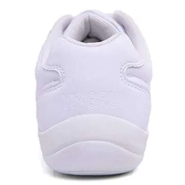 DADAWEN Adult & Youth White Cheerleading Shoe Athletic Sport Training Competition Tennis Sneakers Cheer Shoes White US Size 3 M Big Kid