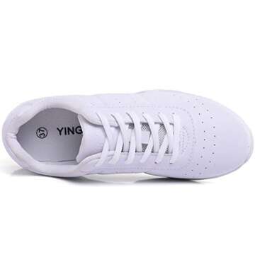 DADAWEN Adult & Youth White Cheerleading Shoe Athletic Sport Training Competition Tennis Sneakers Cheer Shoes White US Size 3 M Big Kid