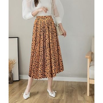 Trendy Basoteeuo Pleated Skirt Comfortable Midi Length
