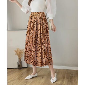Trendy Basoteeuo Pleated Skirt Comfortable Midi Length