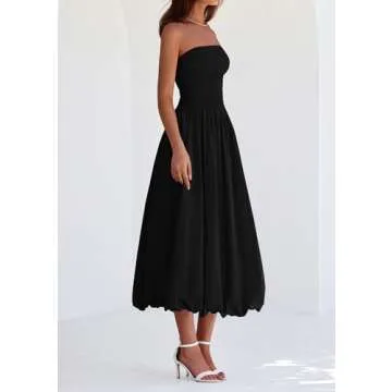 PRETTYGARDEN Summer Strapless Midi Dress for Women