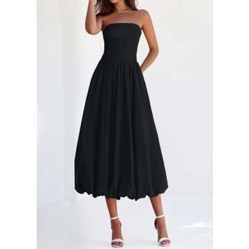 PRETTYGARDEN Summer Strapless Midi Dress for Women